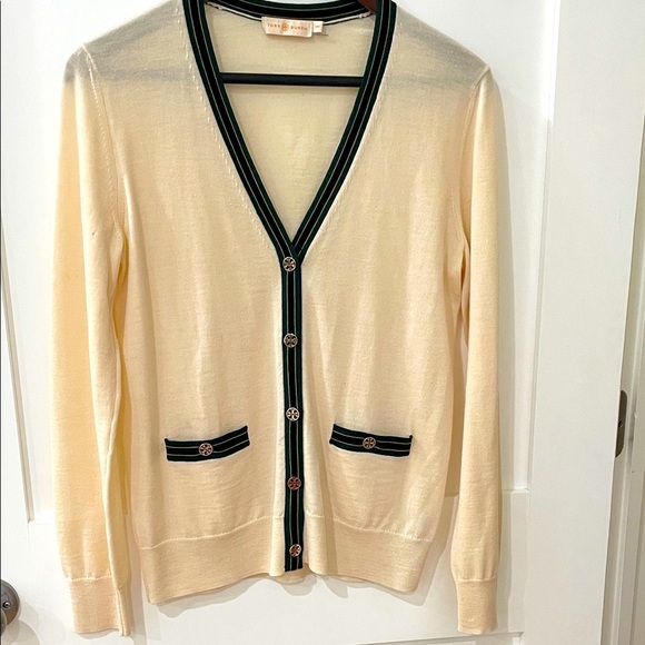 Tory Burch Cream and Signature Cardigan - Picture 1 of 4